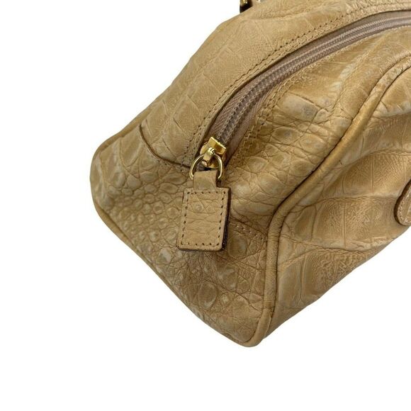 Tanner Italy Vintage Handbag Beige Leather Croc Embossed Shoulder Bag Classic - Picture 9 of 12
